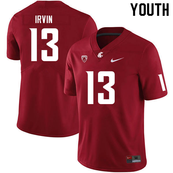 Youth #13 Chris Irvin Washington State Cougars College Football Jerseys Sale-Crimson